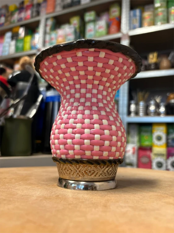 Tykwa (cuia) w obiciu Trancada różowo-białe 250 ml